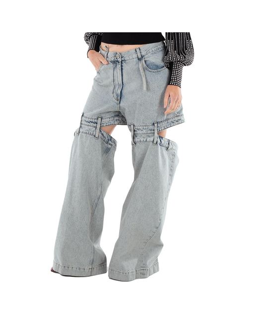 The Attico Gray Ladies Denim Ashton Long Pants
