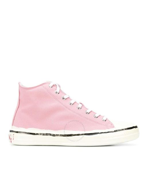 Marni Pink Cotton Canvas High-top Sneakers