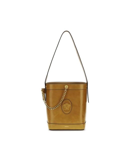 Versace Brown Medusa Cameo Appliqu Bucket Bag