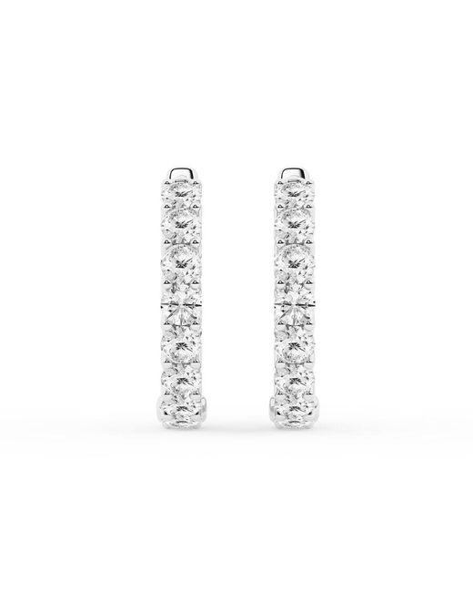 Brilliant Diamond Metallic 2 Carat Round Lab Grown Inside Out Diamond Hoop Earrings for men