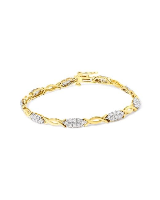 Haus of Brilliance Metallic 10K 1.00 Cttw Round-Cut Diamond Spiral Link 7" Bracelet