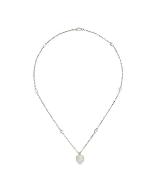 Gucci Metallic Heart Necklace With Interlocking G