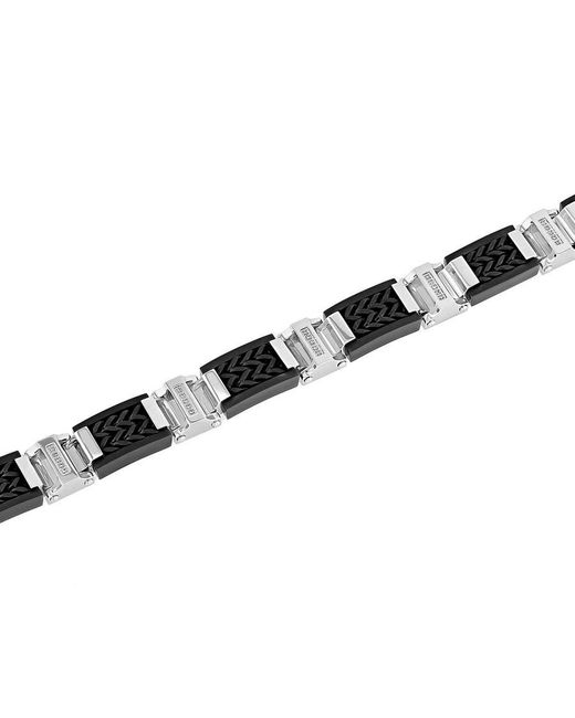 Robert Alton Metallic 1/6Ctw Diamond Stainless Steel With Finish Woven Inlay Link Bracelet for men