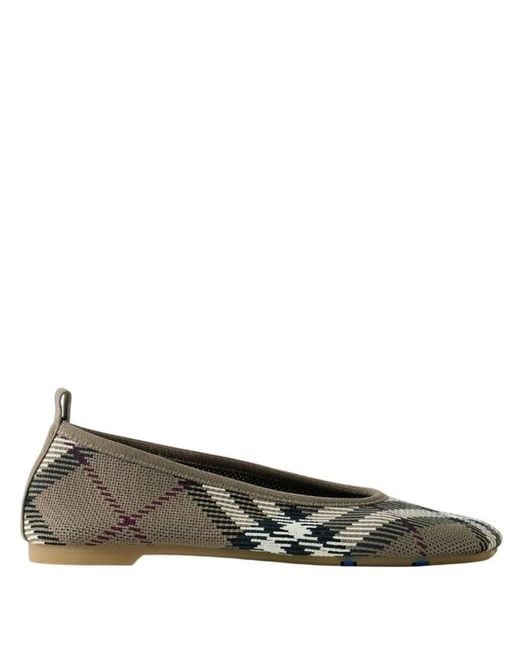 Burberry Green Check Jacquard Ballet Flats, Brand Size 38 Us