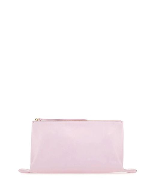 Jil Sander Pink Pastel Leather Medium Clutch
