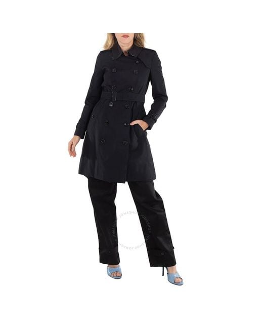 Burberry Black Mid-Length Chelsea Heritage Trench Coat, Brand Size 10 (Us