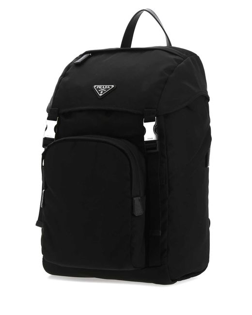 Prada Black Triangle-Logo Backpack for men