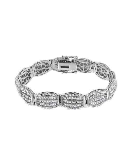 Haus of Brilliance Metallic .925 Sterling Silver 3 Cttw Diamond Art-deco Style Link Bracelet