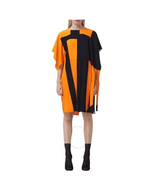 Burberry Orange Bright Ip Geometric Print Dress