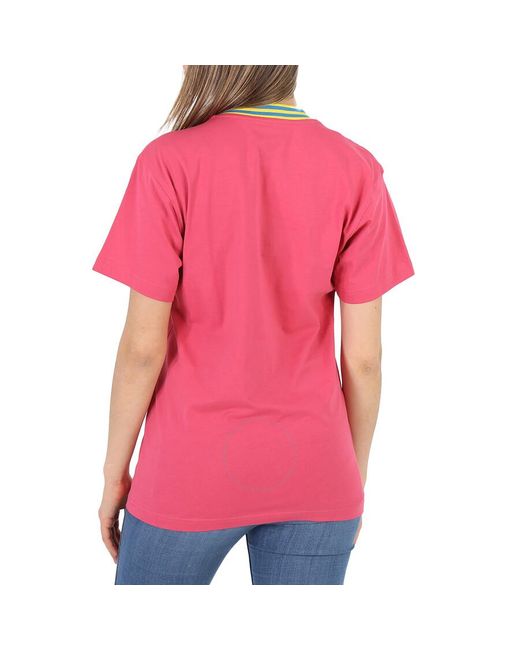 Moschino Pink Fuschia Varsity Teddy Bear Applique Oversized T-shirt