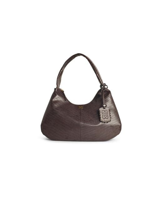 Ganni Brown Bou Croco Xxl Recycled Leather Blend Bag