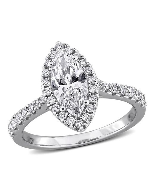 Created Forever Metallic 1 2/5Ct Tgw Marquise And Round-Cut Lab Grown Diamond Halo Engagement for men