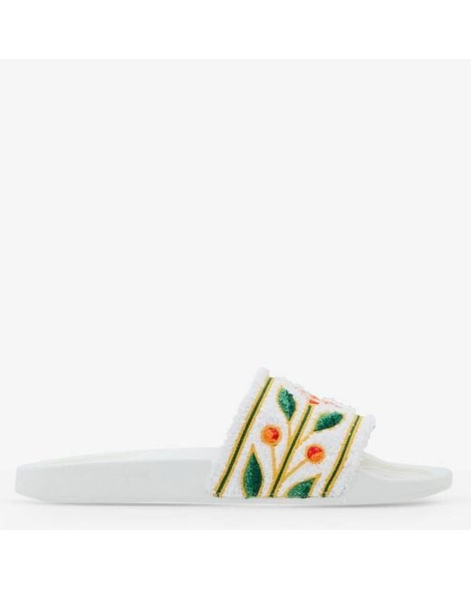 Casablanca White Embroidered Terry Slides, Brand Size 42 (Us for men