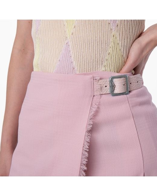 Burberry Pink Frayed Edge Pleated Mini Skirt, Brand Size 4 Us
