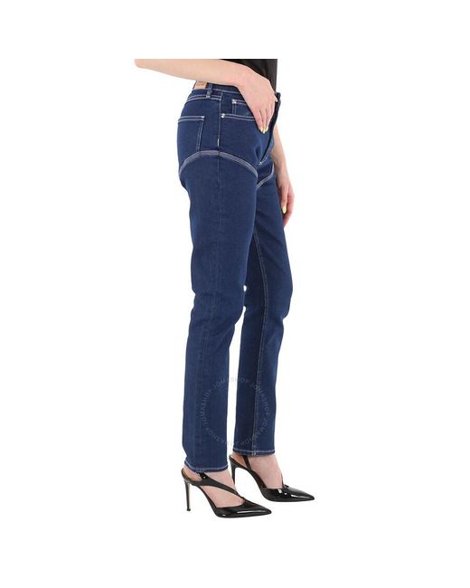 Burberry Blue Dark Felicity Contrast-stitch Skinny Denim Jeans