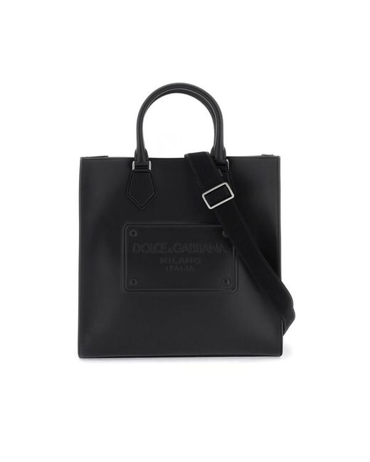 Dolce & Gabbana Black Dolce & Gabbana Logo Tote Bag for men