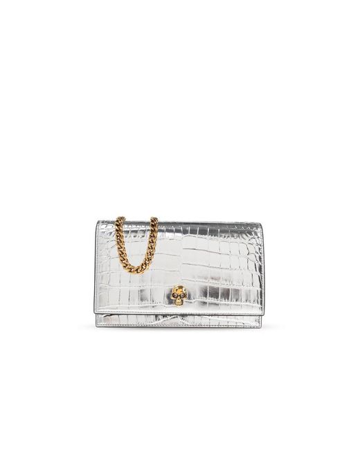 Alexander McQueen White Shoulder Bag 'Small Skull'