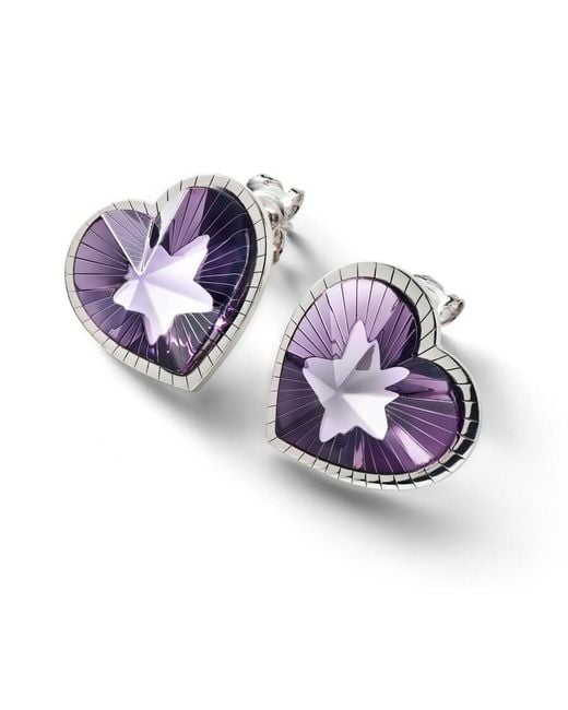 Baccarat Purple Sterling, Crystal Heart Earrings 2812861 for men