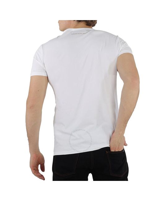 Calvin Klein White Embroidered Logo T-shirt for men