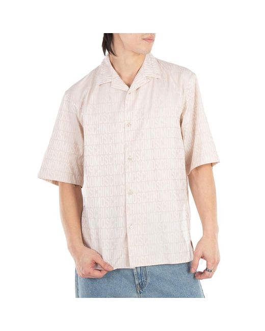 Moschino White Signature Logo Jacquard Cotton Shirt, Brand Size 39 (Neck Size 15.5" for men