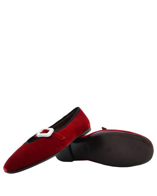 Giuseppe Zanotti Red Georgia Buckle Mary Jane Ballet Flats