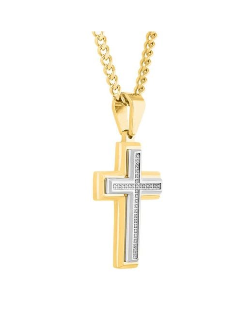 Robert Alton Metallic 1/10Ctw Diamond Stainless Steel With Finish Cross Pendant for men
