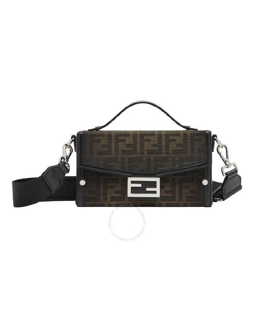 Fendi Black Ff Fabric Soft Trunk Baguette Bag for men
