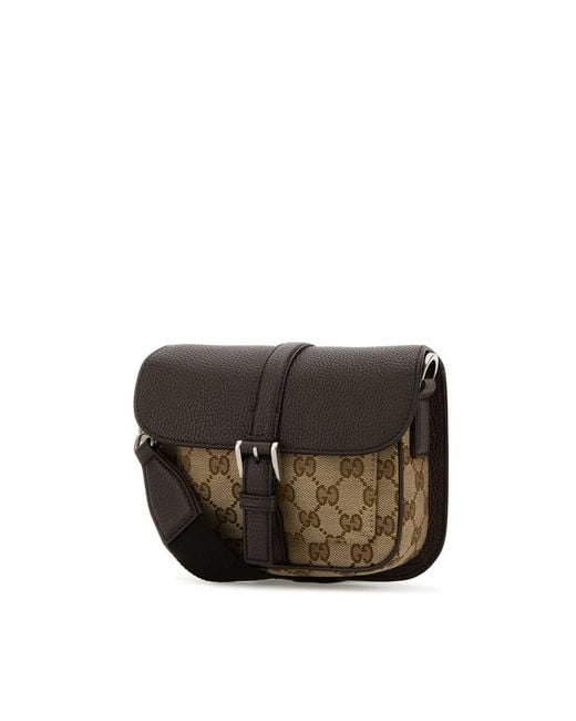Gucci Black Leather Mini Gg Crossbody Bag for men