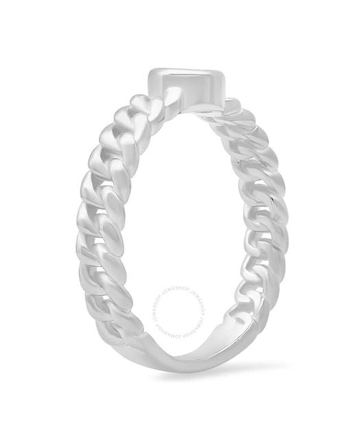 Kylie Harper Metallic Sterling Silver Bezel-set Cz Curb Chain Ring