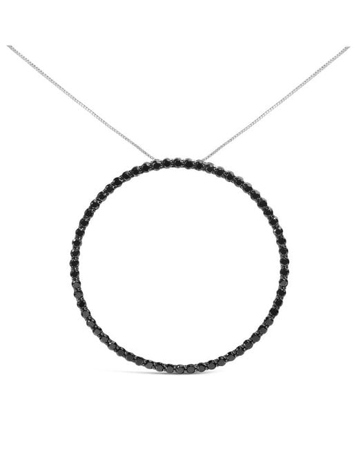 Haus of Brilliance Metallic 925 Sterling 5.0 Cttw Diamond Open Hoop Circle Pendant Necklace