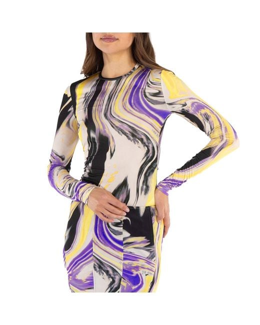 The Attico Purple Marbled-Pattern T-Shirt, Brand Size 36 (Us