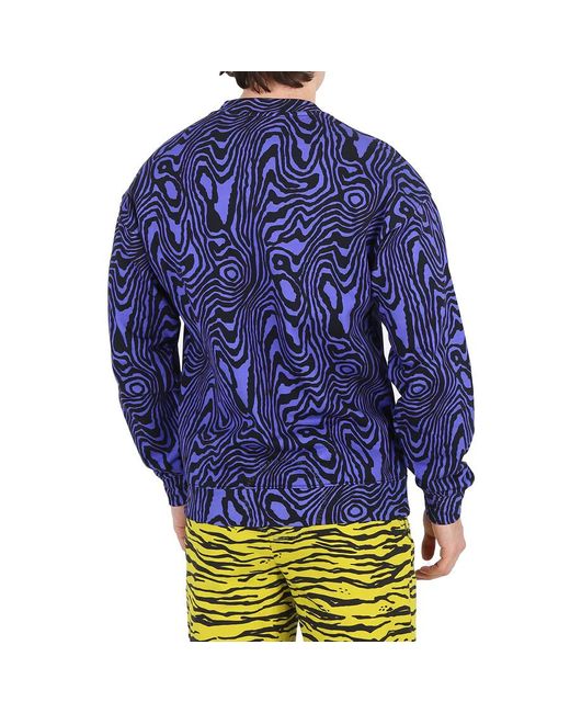 Moschino Blue Moire-effect Cotton Logo Sweatshirt for men