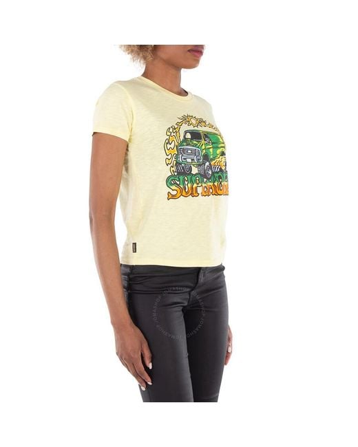 Superdry Yellow Motor Graphic Fitted T-Shirt, Brand Size 10 (Us
