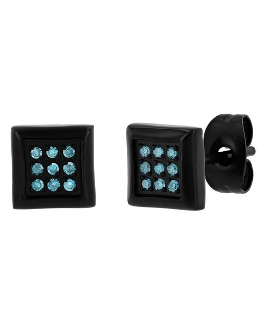 Robert Alton Black 1/10Ctw Diamond Stainless Steel With Finish Stud Earrings for men