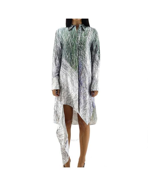 Off-White c/o Virgil Abloh Multicolor Spiral Asymmetric Shirt Dress