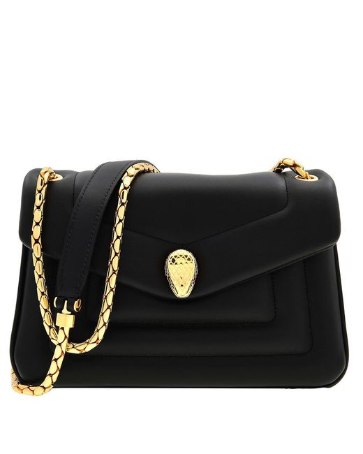 BVLGARI Black Serpenti Reverse Shoulder Bag