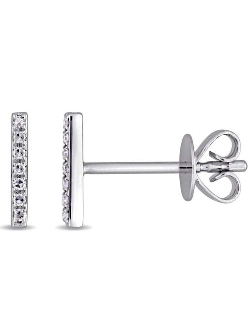 Amour White Diamond Bar Earrings for men