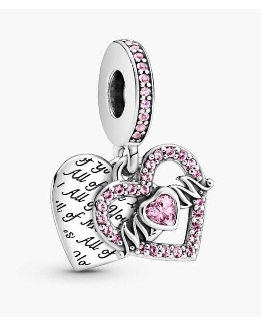 Pandora White Mum Heart Sterling Dangle