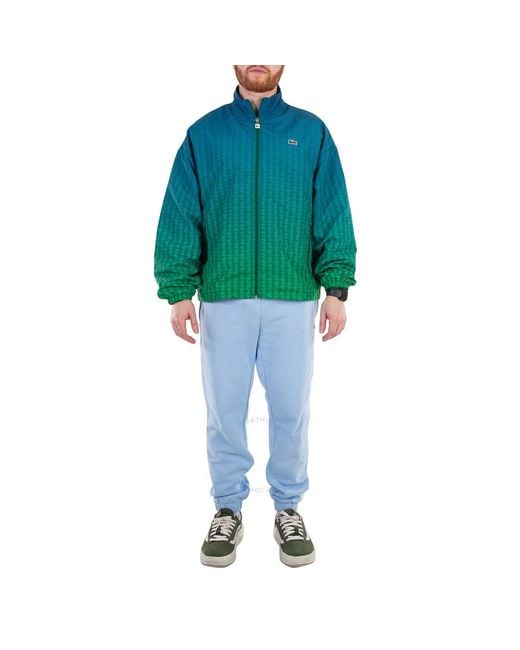 Lacoste Blue Monogram Ombre Showerproof Track Jacket, Brand Size 46 (Us for men