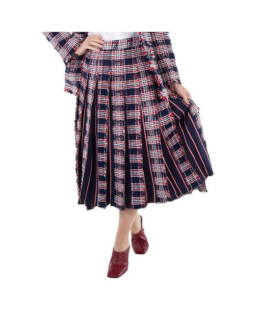 Thom Browne Purple Ladies Chenille Tweed Pleated Skirt, Brand Size 38 (Us Size 2)