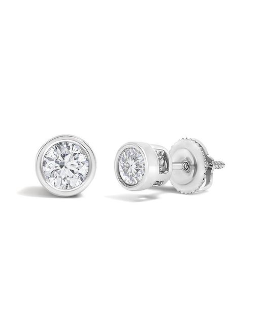 Haus of Brilliance White 14K 1/2 Cttw Lab Grown Diamond Bezel Solitaire Stud Earrings