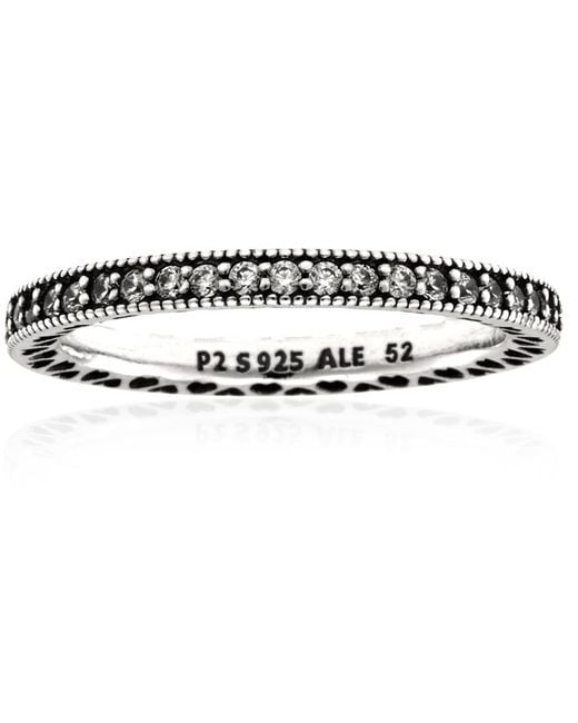 Pandora Metallic Ladies Sterling Sparkle & Hearts Ring