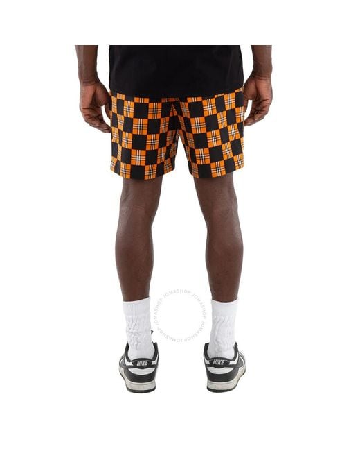 Burberry Orange Checkerboard Print Cotton Tailored Shorts, Brand Size 46 (Waist for men