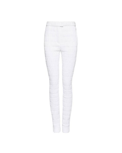 Ferragamo White Quilted Straight Leg Trousers, Brand Size Tc