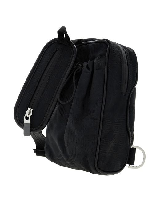 Burberry Black Check-Jacquard Zipped Mobile Phone Bag for men
