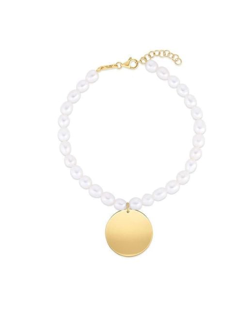 Tresorra Metallic 14K Pearl Tag Charm Bracelet