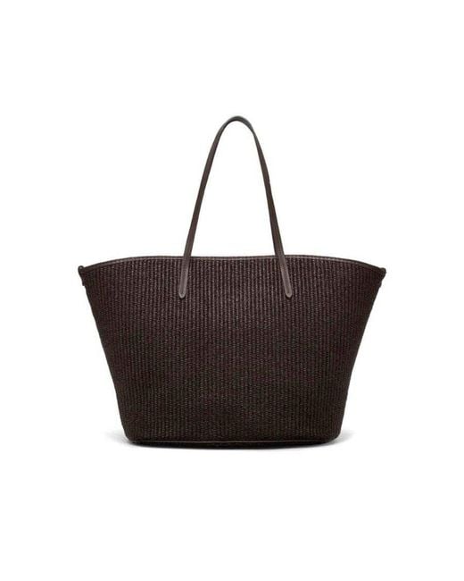 Brunello Cucinelli Brown Dark Woven Tote Bag