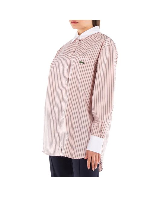 Lacoste Pink Strip Long Sleeves Shirt