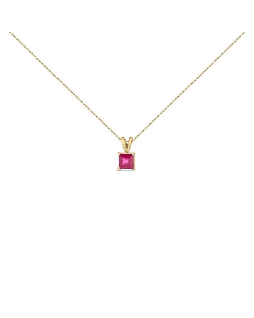 Haus of Brilliance White 14K 5X5 Mm Square Shaped Ruby Solitaire Pendant Necklace for men