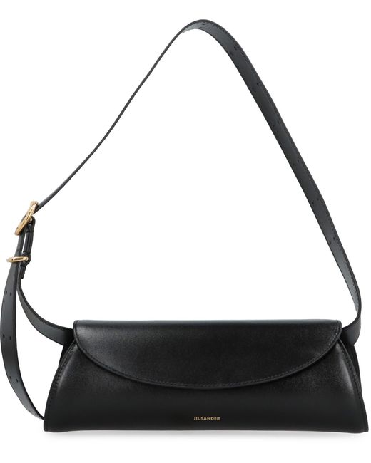 Jil Sander Black Cannolo Leather Crossbody Bag